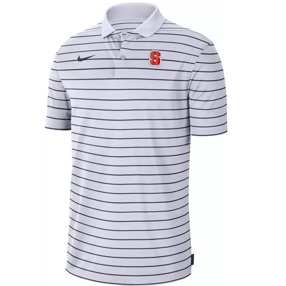 BNWT SYRACUSE WHITE AND GRAY STRIPE NIKE POLO